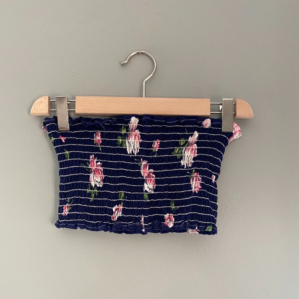FURST OF A KIND navy blue tube top with flowers